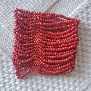 Glass Coral Beaded Bracelet